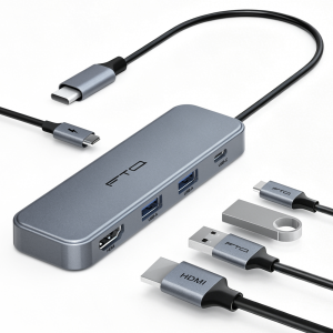 FTQ 5-in-1 USB-C Hub with 4K HDMI and 100W PD Charging — FH-0501-01