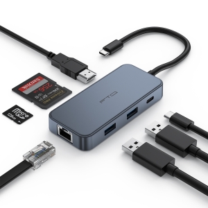 FTQ 7-in-1 USB-C Hub with 4K HDMI, Gigabit Ethernet, SD Card Reader and 100W PD — FH-0701-01