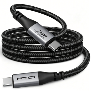 FTQ USB-C to USB-C 240W Braided Charging Cable — E-Marker, PD 3.1, 0.3m / 1m / 2m